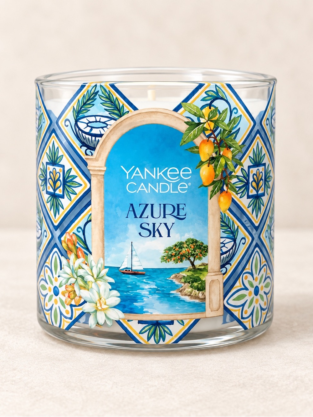 Yankee Candle Azure Sky Blue & Yellow Decorative Jar Candle